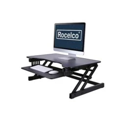 Rocelco 37.5" Deluxe Height Adjustable Standing Desk Converter, Large Retractable Keyboard Tray, Black (R DADRB) -Office Supply Shop B0FEC938 26E7 4A92 917575E3A960B014 sc7