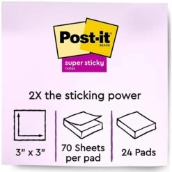 Post-it® Recycled Super Sticky Notes, 3" X 3", Wanderlust Pastels Collection, 70 Sheets/Pad, 24 Pads/Pack (654-24NH-CP) -Office Supply Shop B3207727 B8CB 4328 AD12C357FECAD262 sc7