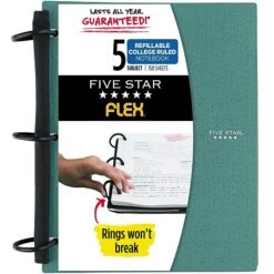 Five Star Flex 5-Subject Notebook, 8.5" X 11", College Ruled, 150 Sheets, Assorted Colors (08128) 2 Five Star Flex 5-Subject Notebook, 8.5" X 11", College Ruled, 150 Sheets, Assorted Colors (08128) -Office Supply Shop B90F02A2 B4C8 4772 A5F596E2404DD498 sc7