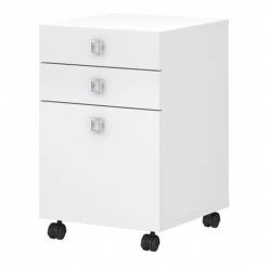 Office By Kathy Ireland® Echo 3 Drawer Mobile File Cabinet, Pure White/Pure White (KI60101-03)