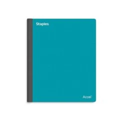 Staples Premium 3-Subject Notebook, 8.5" X 11", College Ruled, 150 Sheets, Teal (TR58333)