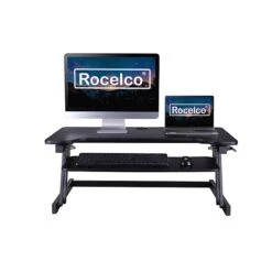 Rocelco 37.5" Deluxe Height Adjustable Standing Desk Converter, Large Retractable Keyboard Tray, Black (R DADRB) -Office Supply Shop C4672B85 4FE4 491D A50EC5E6E8724145 sc7