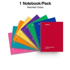 Staples 1-Subject Notebook, 8" X 10.5", Wide Ruled, 70 Sheets, Assorted Colors (ST54893C) -Office Supply Shop C937B594 4324 4D97 B1F61AA67F9579D2 sc7