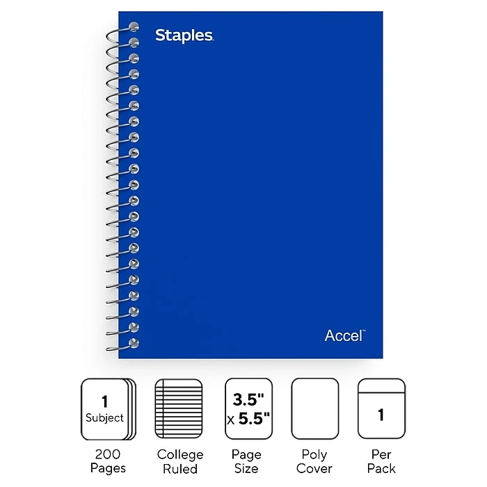 Staples Premium 1-Subject Notebook, 3.5" x 5.5", College Ruled, 200 Sheets, Blue (TR58289) Staples Premium 1-Subject Notebook, 3.5" X 5.5", College Ruled, 200 Sheets, Blue (TR58289) -Office Supply Shop CBE0DE1A 2536 4A29 B261BB58E0590813 sc7