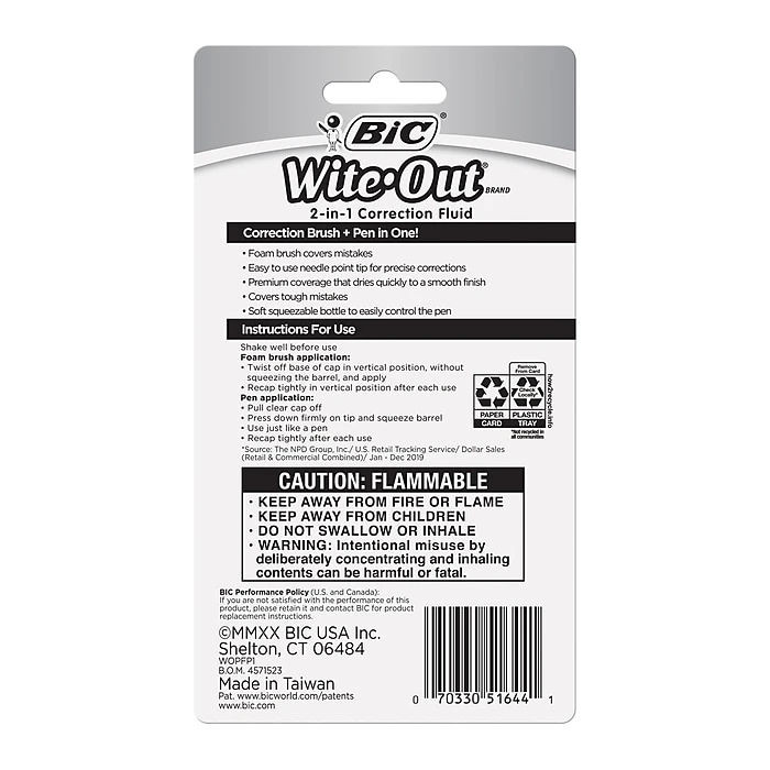 BIC Wite-Out 2-in-1 Correction Fluid, 15 ml., White (WOPFP11) BIC Wite-Out 2-in-1 Correction Fluid, 15 Ml., White (WOPFP11) -Office Supply Shop CC35E8E6 CCDD 49F0 9725C9297862BA23 sc7