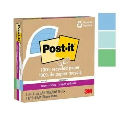 Post-it® 100% Recycled Paper Super Sticky Notes, 4 In X 4 In, Oasis Collection, Lined, 3 Pads/Pack, 70 Sheets/Pad (675R-3SST) -Office Supply Shop D64A084B 86E1 495F 9C0D3D2DFFCC4706 sc7
