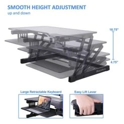 Rocelco 32" Height Adjustable Standing Desk Converter With Anti Fatigue Mat Bundle, Black (R ADRB-MAFM) -Office Supply Shop D7611840 4633 4E44 ADEB2BE98CB1BF0E sc7