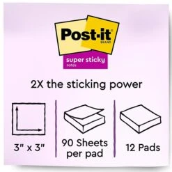Post-it® Super Sticky Notes, 3" X 3", Supernova Neons, 90 Sheets/Pad, 12 Pads/Pack (654-12SSMIA) -Office Supply Shop D99C9BF7 0587 47DF A89F814811D93B01 sc7