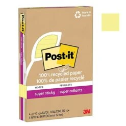 Post-it® 100% Recycled Paper Super Sticky Notes, Canary Yellow, Lined, 4 In X 6 In, 4 Pads/Pack, 45 Sheets/Pad (4621R-4SSCY) -Office Supply Shop DF5073A7 5D99 4017 B24E5B94855E254C sc7