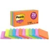 Post-it® Super Sticky Notes, 3" X 3", Energy Boost Collection, 90 Sheets/Pad, 12 Pads/Pack (654-12SSUC)