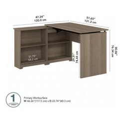 Bush Furniture Cabot 37-42"H Corner Adjustable Standing 3-Position Desk With Shelves, Ash Gray (WC31216) -Office Supply Shop E240C594 C381 4380 B2B9F94095E08F20 sc7