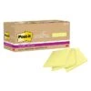 Post-it® 100% Recycled Paper Super Sticky Notes, 3 In X 3 In, Canary Yellow, 70 Sheets/Pad, 24 Pads/Pack (654R-24SSCY-CP)