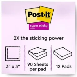 Post-it® Recycled Super Sticky Notes, 3" X 3", Wanderlust Pastels Collection, 90 Sheets/Pad, 12 Pads/Pack (654-12SSNRP) 2 Post-it® Recycled Super Sticky Notes, 3" X 3", Wanderlust Pastels Collection, 90 Sheets/Pad, 12 Pads/Pack (654-12SSNRP) -Office Supply Shop E6C8D5ED 73C0 4D67 8A3A09F0CAAA8C49 sc7