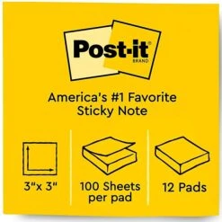 Post-it® Notes, 3" X 3", Canary Yellow, 100 Sheets/Pad, 12 Pads/Pack (654-12YW) 7 Post-it® Notes, 3" X 3", Canary Yellow, 100 Sheets/Pad, 12 Pads/Pack (654-12YW) -Office Supply Shop E81D4236 97AE 4702 936BA3B3E3597E8D sc7