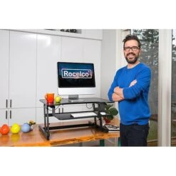 Rocelco 32" Height Adjustable Standing Desk Converter With Anti Fatigue Mat Bundle, Black (R ADRB-MAFM) -Office Supply Shop E88FC70A 0D1A 4DE0 BDABAA2981A8FFA0 sc7