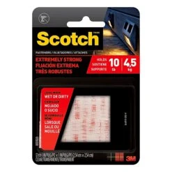 Scotch™ Extreme Fasteners, 1" X 1", Clear, 12/Pack (RFD7020)