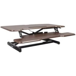 Mount-It! 5"-19"H Adjustable Extra-Wide Sit-Stand Desk Converter, Dark Walnut Woodgrain (MI-15006)