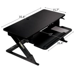 3M™ Precision Standing Desk, 35"W Adjustable Desk Riser With Gel Wrist Rest And Precise™ Mouse Pad, Black (SD60B) -Office Supply Shop F6053A06 D60C 4388 8A5F0F7B6D8E066B sc7