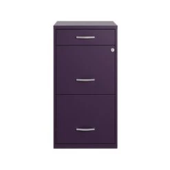Space Solutions SOHO Organizer 3-Drawer Vertical File Cabinet, Letter Size, Lockable, 27.32"H X 18"D, Midnight Purple (25281)