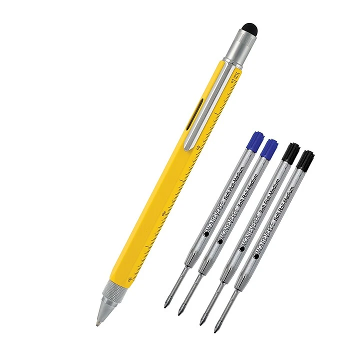 Monteverde® Touch Screen Stylus Tool Ballpoint Pen W/2 Black and 2 Blue Refills, Yellow Monteverde® Touch Screen Stylus Tool Ballpoint Pen W/2 Black And 2 Blue Refills, Yellow -Office Supply Shop m000170349 sc7