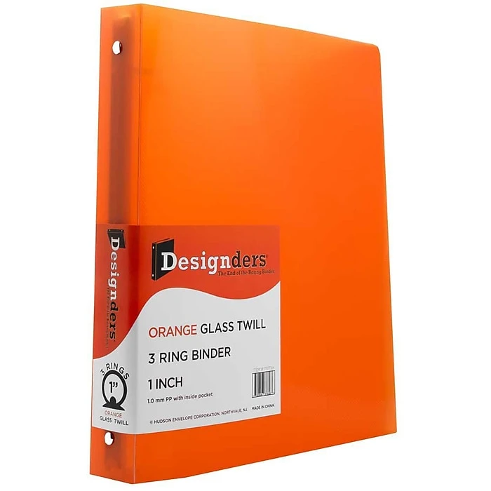 JAM Paper Designders 1" 3-Ring Flexible Poly Binder, Orange Glass Twill (751T1OR) JAM Paper Designders 1" 3-Ring Flexible Poly Binder, Orange Glass Twill (751T1OR) -Office Supply Shop m001611273 sc7
