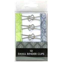 JAM Paper® Colorful Binder Clips, Small, 3/4 Inch (19mm), Green And Grey Design Binderclips, 10/Pack (336128597)
