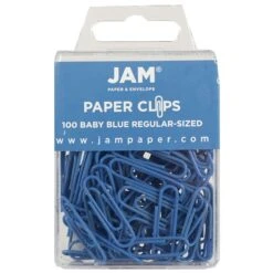 JAM Paper Small Paper Clips, Baby Blue, 3 Packs Of 100 (221819033B) -Office Supply Shop m002765364 sc7