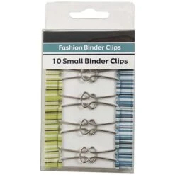 JAM Paper® Colorful Binder Clips, Small, 3/4 Inch (19mm), Green And Blue Design Binderclips, 10/Pack (336128839)
