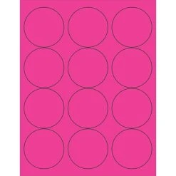 Tape Logic® Circle Laser Labels, 2 1/2", Fluorescent Pink, 1200/Case (LL194PK)