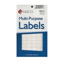 Maco Multi-Purpose Handwrite Labels Rectangular 3/8 In. X 5/8 In. Pack Of 1000 [Pack Of 6] (6PK-MS-610)