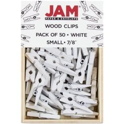 JAM Paper Wood Clip Small Wood Clothespins, White, 2 Packs Of 50 (2230717360A) 1 JAM Paper Wood Clip Small Wood Clothespins, White, 2 Packs Of 50 (2230717360A) -Office Supply Shop m005745065 sc7