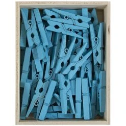 JAM Paper® Wood Clip Clothespins, Medium 1 1/8 Inch, Blue Clothes Pins, 50/Pack (230726776) -Office Supply Shop m005745147 sc7