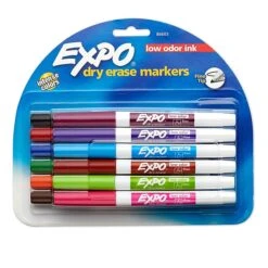 Expo Low Oder Dry Erase Markers, Fine Tip, Assorted Inks, 12/Pack (SAN86603)