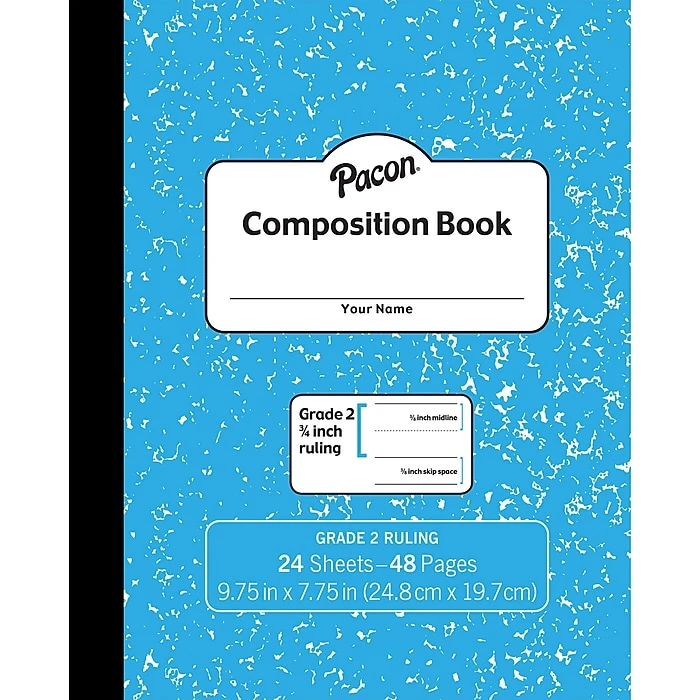 Pacon® Composition Notebook, 9.75" x 7.5", Manuscript Ruled, 24 Sheets, Blue Marble, Each (PACMMK37138) Pacon® Composition Notebook, 9.75" X 7.5", Manuscript Ruled, 24 Sheets, Blue Marble, Each (PACMMK37138) -Office Supply Shop m007112529 sc7
