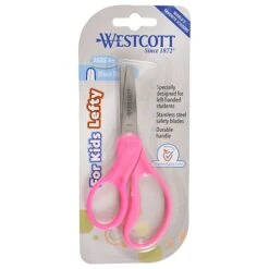 Westcott For Kids Lefty 5" Stainless Steel Kid's Scissors, Blunt Tip, Assorted Colors, 6/Bundle (ACM13594)
