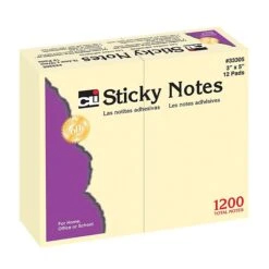 Charles Leonard Sticky Notes, 3" X 5", 12 Pads Per Pack, Bundle Of 3 Packs (CHL33305)