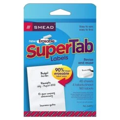 Smead 160ct Erasable Supertab File Folder Labels, 3 7/16" X 1 1/4" (SMD64917)