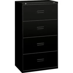 HON Lateral File, 4 Drawers, Molded Pull, 30"W, Black Finish (BSX434LP)