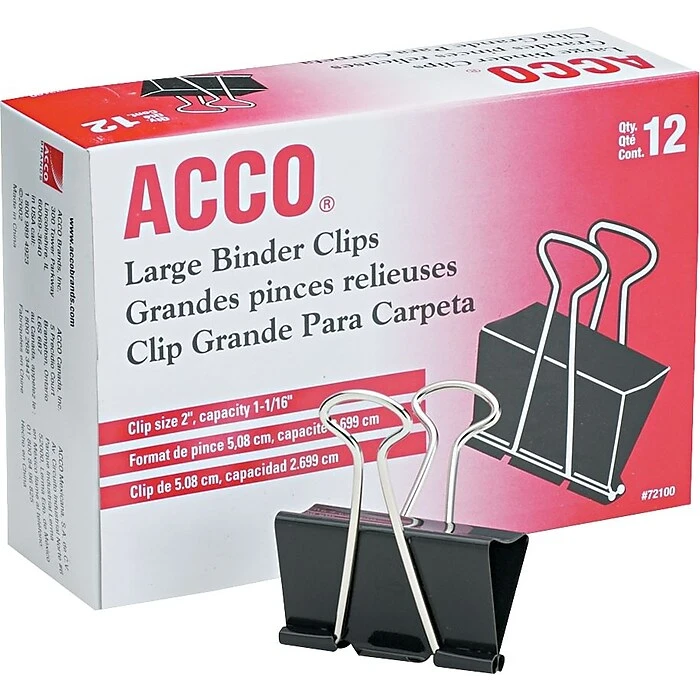 ACCO® Large Binder Clips, Non-Slip Grip, Dozen (72100) ACCO® Large Binder Clips, Non-Slip Grip, Dozen (72100) -Office Supply Shop s0165672 sc7