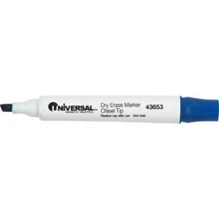 Universal Dry Erase Marker, Chisel Tip, Blue Ink, Dozen (UNV43653)