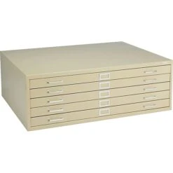 Safco® Steel Flat File, For Sheets Up To 43" X 32", 5-Drawer, Tropic Sand, 16 1/2"H X 46 3/8"W X 35 3/8"D