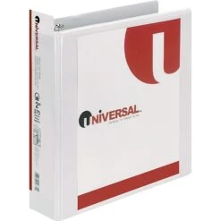 Universal Deluxe Heavy Duty 2" 3-Ring View Binder, White (UNV20732)