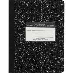 Roaring Spring® Composition Book,  9.75" X 7.5", Wide Ruled, 50 Sheets, Black Marble (77220)