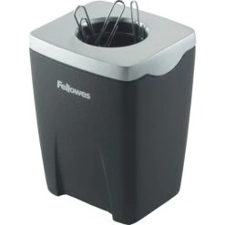 Fellowes® Office Suites™ Paper Clip Cup, Black/Silver, 3-1/4"H X 2-4/9"W X 2-1/5"D (8032801)