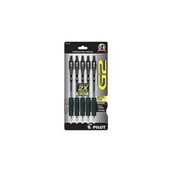 Pilot G2 Retractable Gel Pens, Extra Fine Point, Black Ink, 5/Pack (31173)
