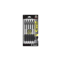 Pilot G2 Retractable Gel Pens, Ultra Fine Point, Black Ink, 5/Pack (31306)