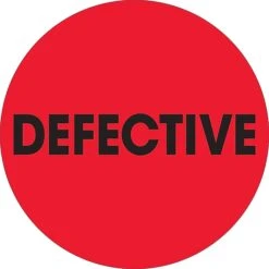Tape Logic 2" Circle "Defective" Inventory Label, Fluorescent Red, 500/Roll