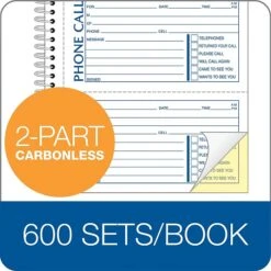 TOPS® Phone Message Book, Ruled, 2-Part, White/Canary, 11" X 5 1/2", 1/Ea (4008) -Office Supply Shop s0747930 sc7