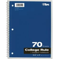TOPS 1-Subject Notebook, 8" X 10.5", College Ruled, 70 Sheets, Assorted Colors (TOP 65021) -Office Supply Shop s0755969 sc7