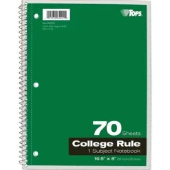 TOPS 1-Subject Notebook, 8" X 10.5", College Ruled, 70 Sheets, Assorted Colors (TOP 65021) -Office Supply Shop s0755971 sc7